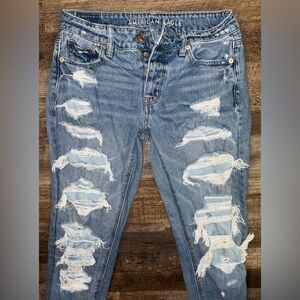 American Eagle Outfitters Ripped Blue Boyfriend Jeans
